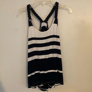 Ocean Drive Navy & White Rope Tank Nautical Size small hi-lo hem flowy